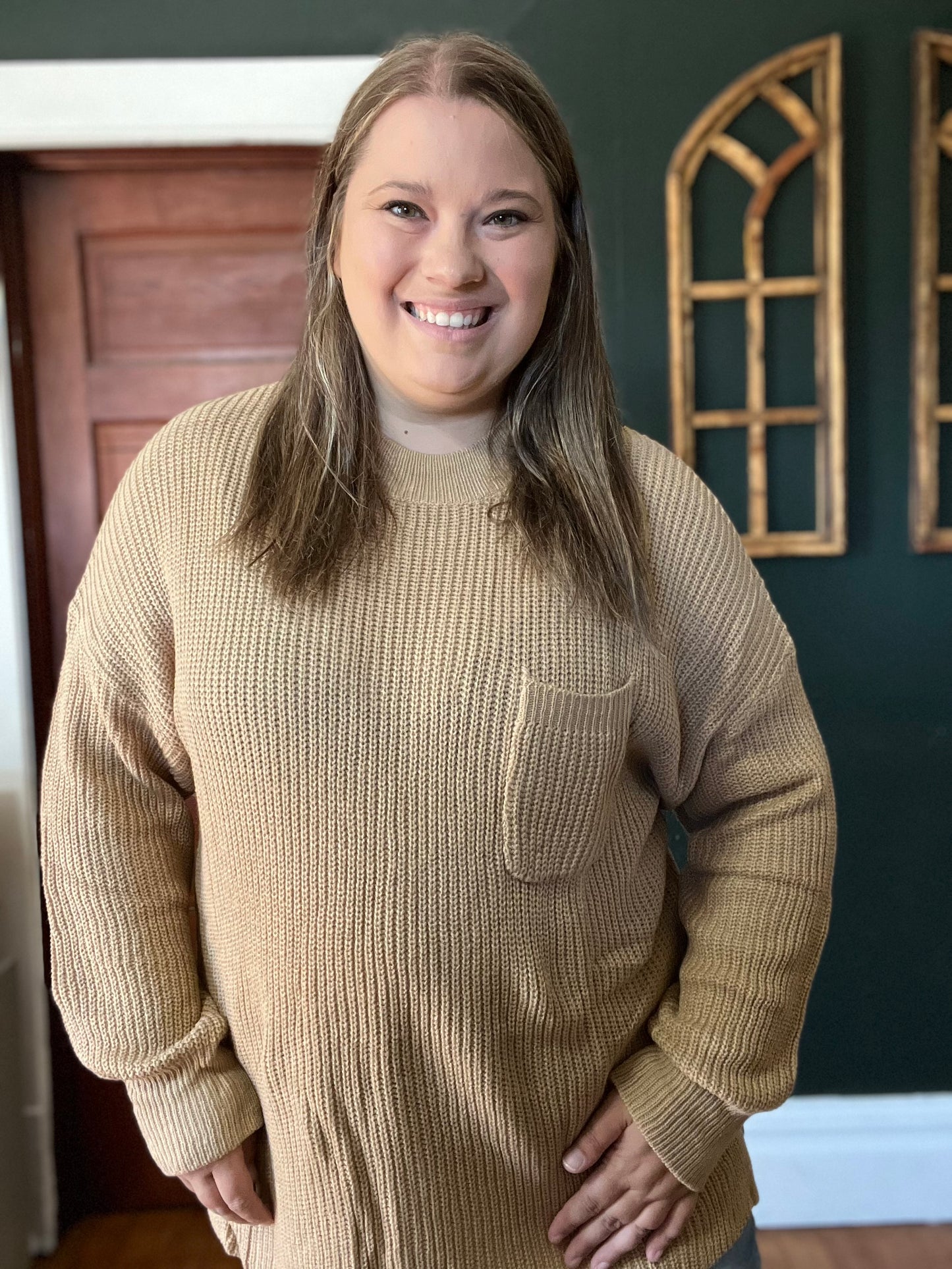 MOCK NECK SWEATER TAUPE