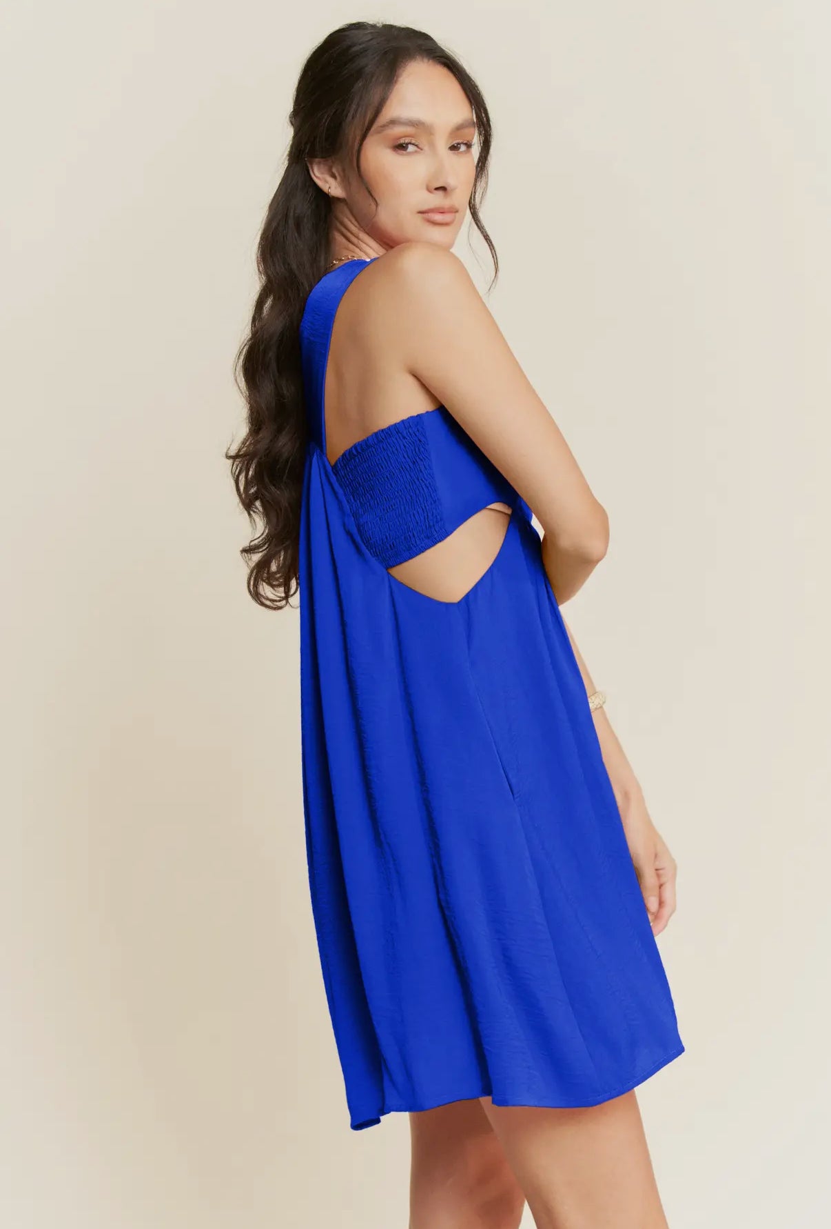 SATIN CUTOUT MINI DRESS