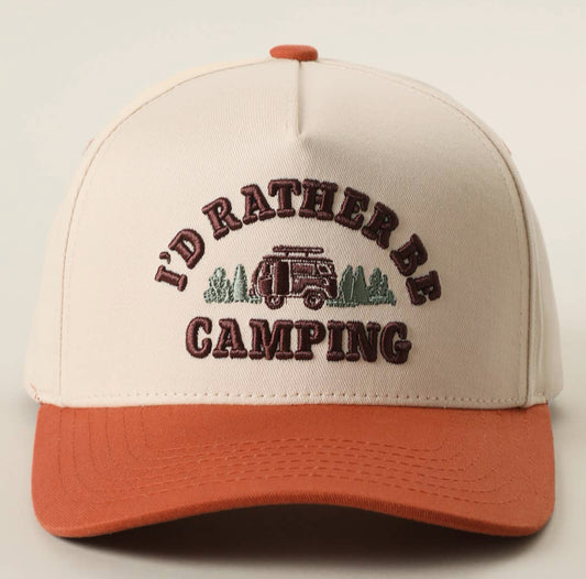 RATHER BE CAMPING BASEBALL HAT