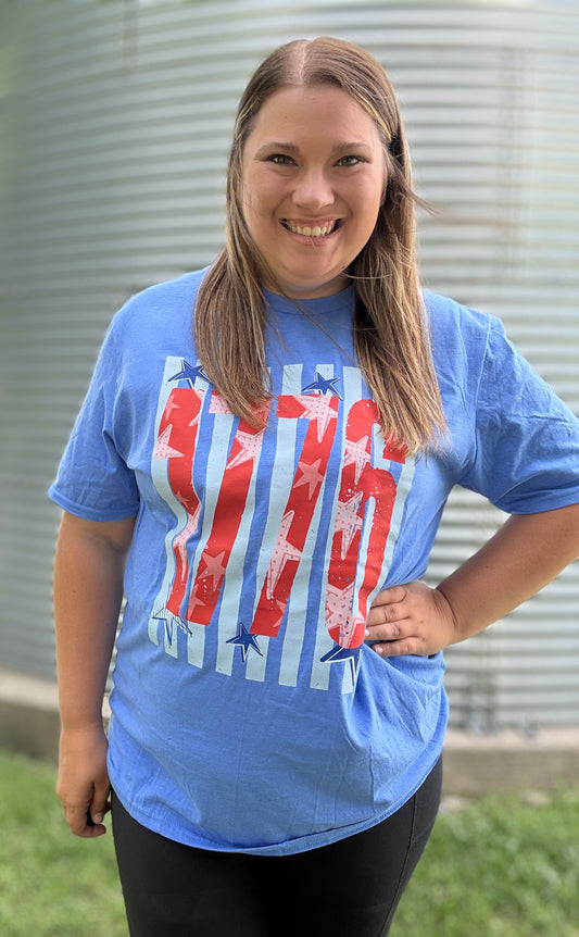 1776 STRIPED TEE