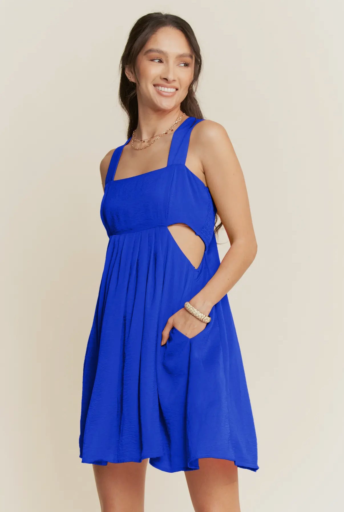 SATIN CUTOUT MINI DRESS