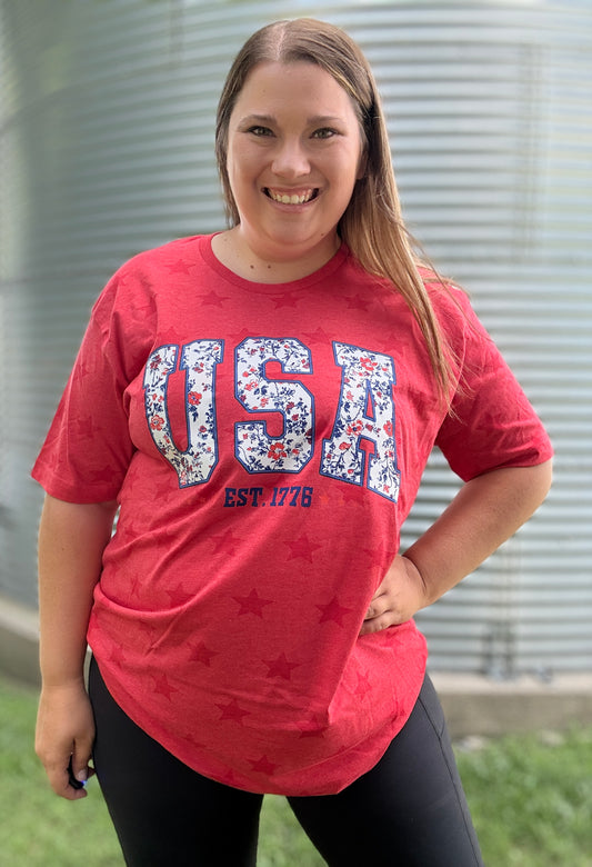 FLORAL USA TEE