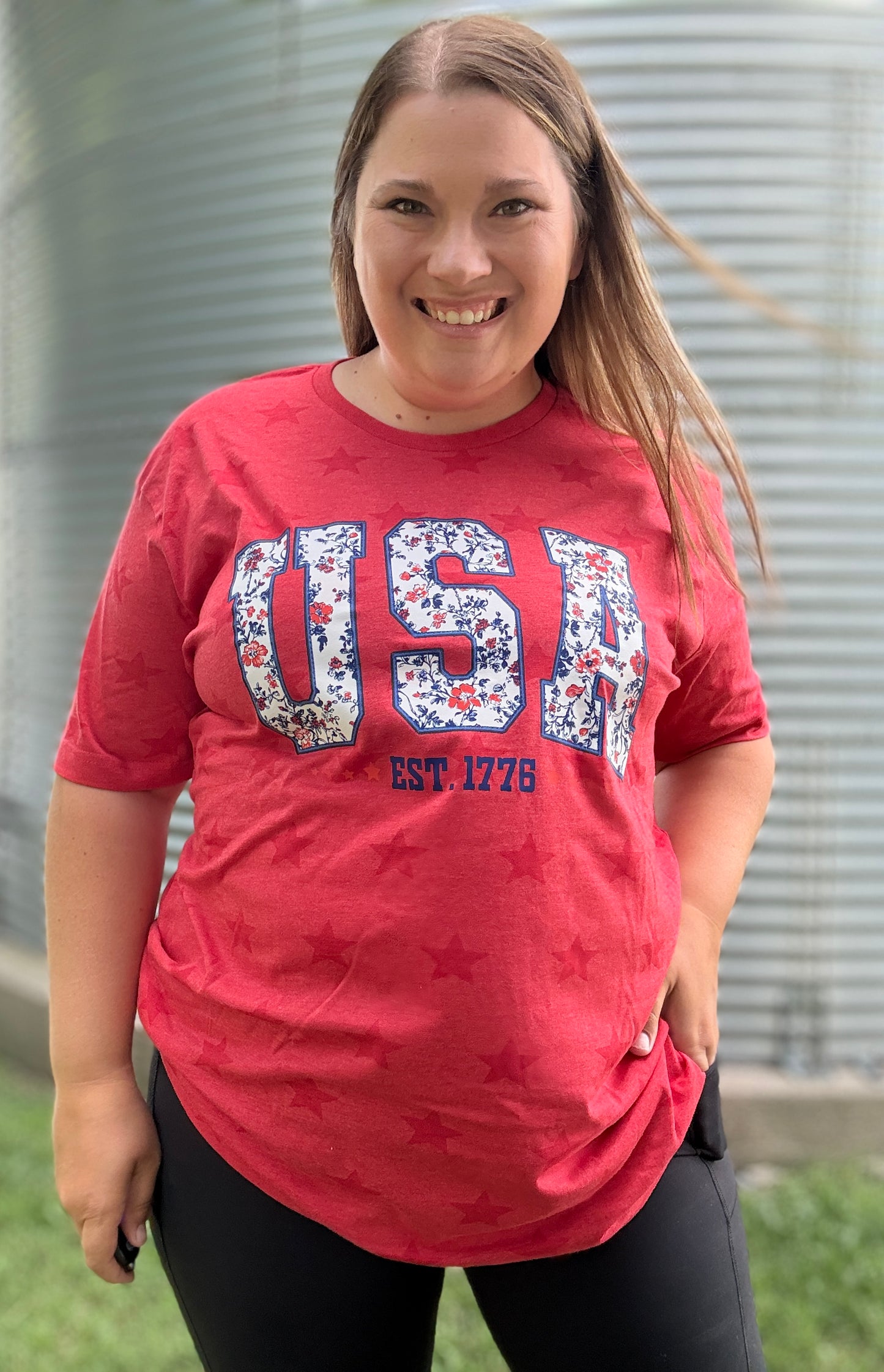 FLORAL USA TEE