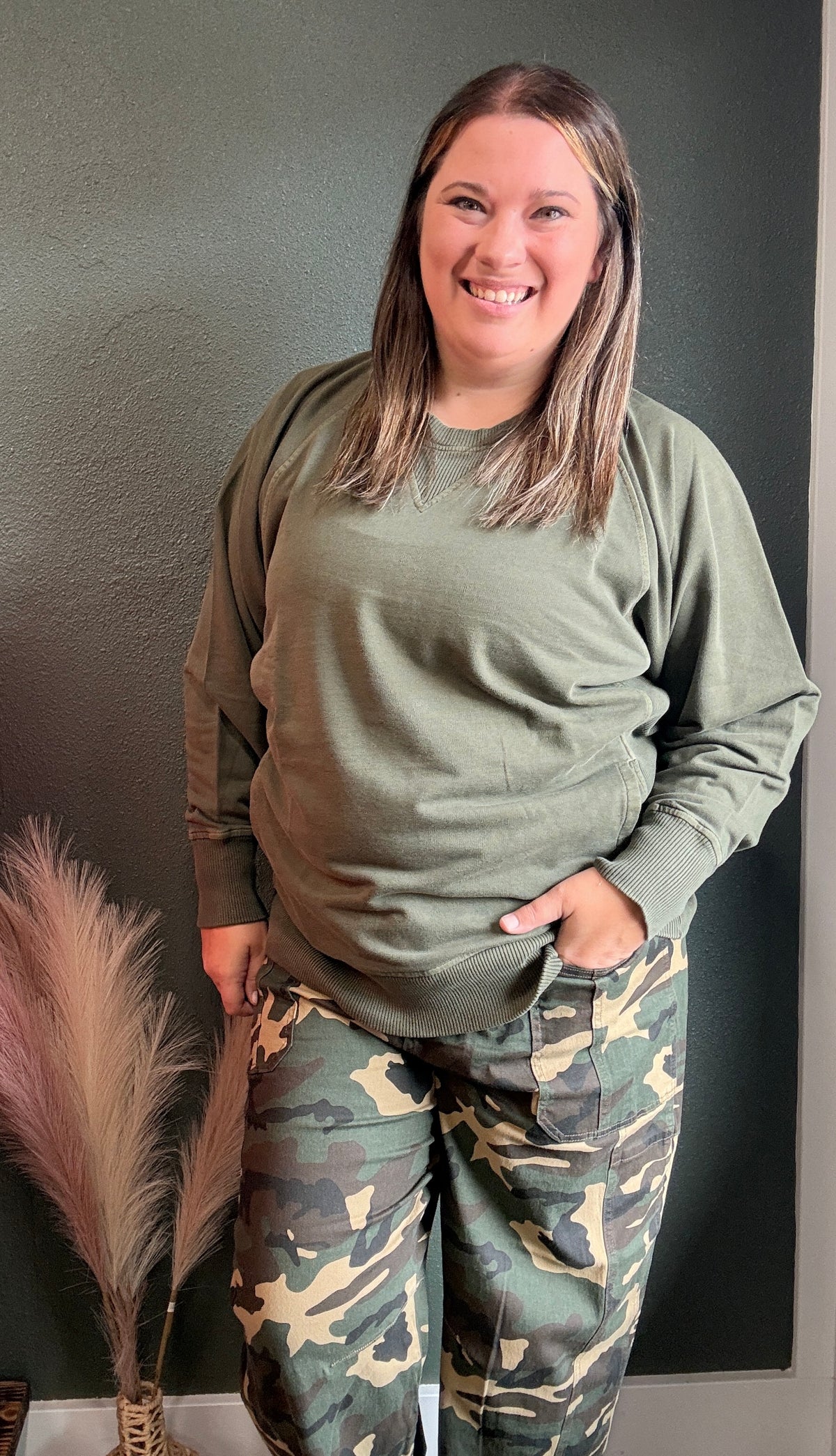 LIVED IN PULLOVER  5176D4 DK OLIVE