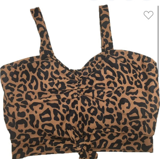 Leopard Print Sweetheart Knotted Top
