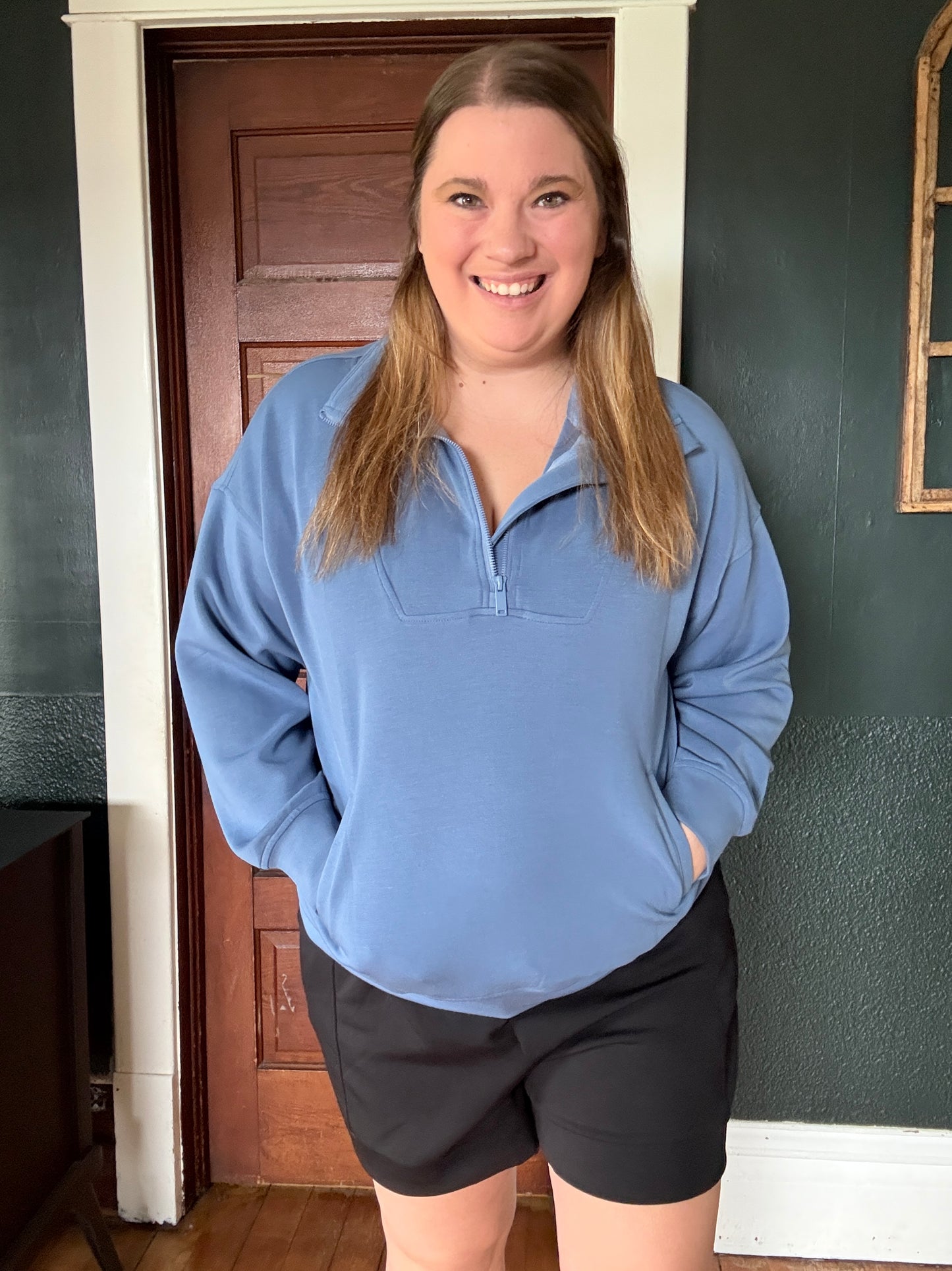 MODAL QUARTER ZIP PULLOVER PARADISE BLUE